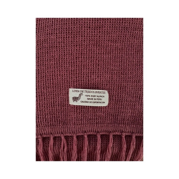 Mauve Baby Alpaca fringed preppy scarf - Picture 4 of 5